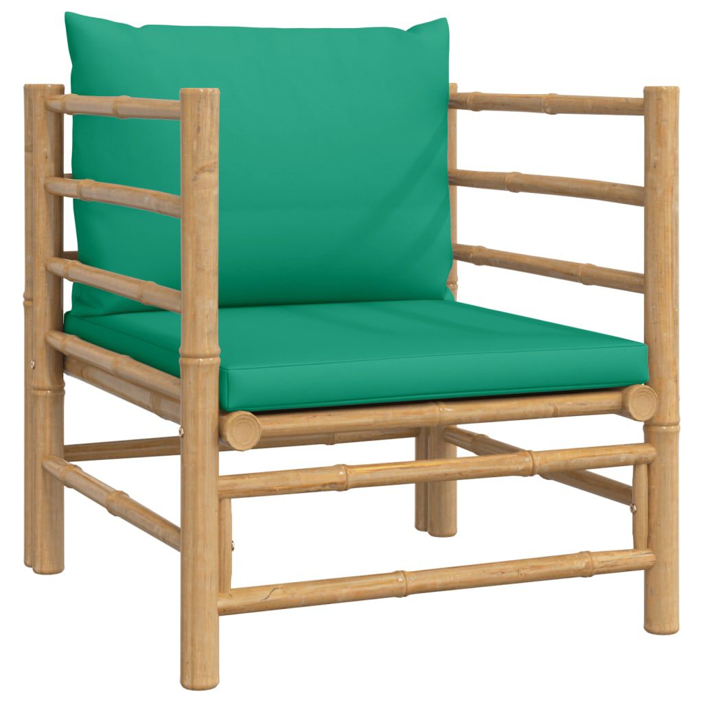 vidaXL 7 Piece Garden Lounge Set with Green Cushions Bamboo