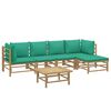 vidaXL 6 Piece Garden Lounge Set with Green Cushions Bamboo