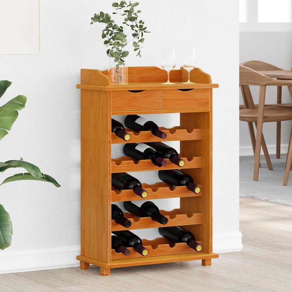 vidaXL Wine Rack Brown 90 x 60 x 30 cm Solid pine wood