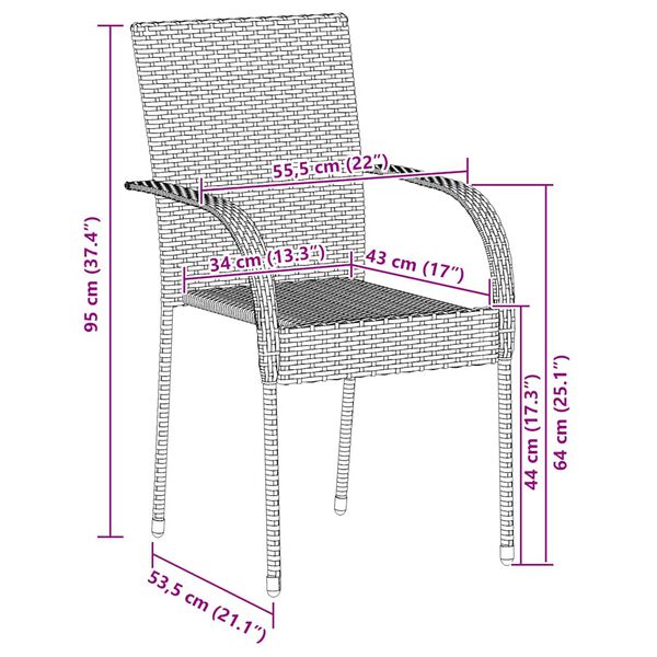 vidaXL Stackable Outdoor Chairs 2 pcs Poly Rattan Black