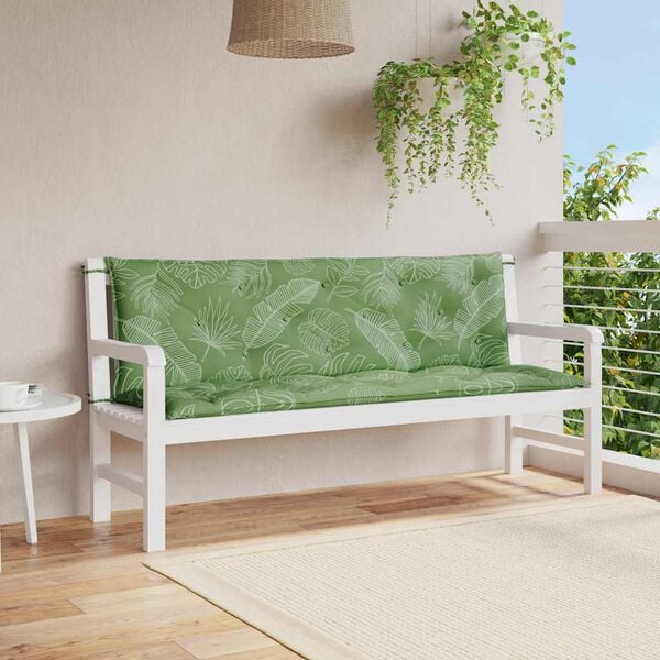 vidaXL Garden Bench Cushions 2pcs Leaf Pattern 150x50x7cm Fabric