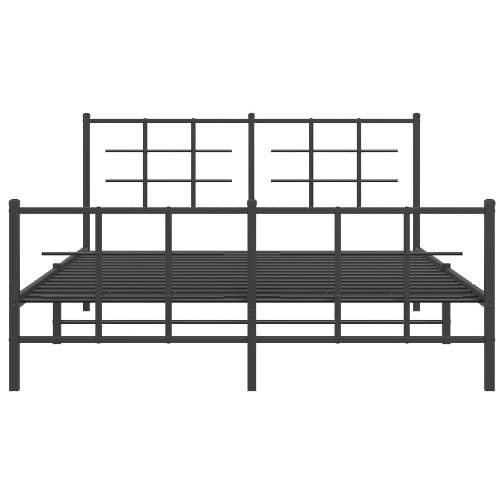 vidaXL Metal Bed Frame without Mattress with Footboard Black 150x200cm