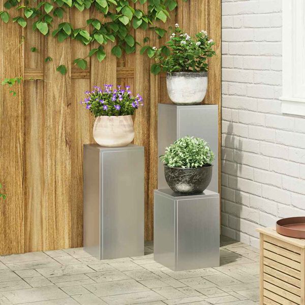 vidaXL Plant Stands 3 pcs Silver Galvanised steel