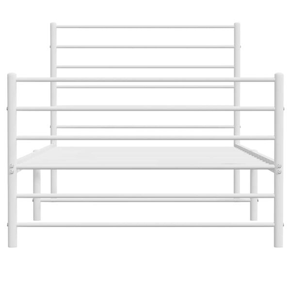 vidaXL Metal Bed Frame without Mattress with Footboard White 100x200cm