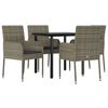 vidaXL 5 Piece Garden Dining Set with Cushions Black and Grey Poly Rattan