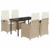 vidaXL 5 Piece Garden Dining Set with Cushions Beige Poly Rattan