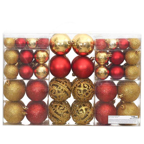 vidaXL Christmas Baubles 100 pcs Gold and Wine Red 3 / 4 / 6 cm
