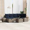 vidaXL Garden Sofa Set with Cushion 7 pcs Grey Poly Rattan