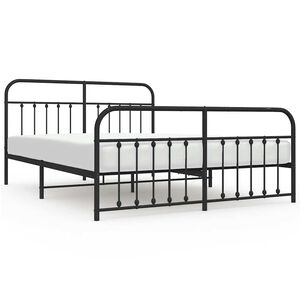 vidaXL Metal Bed Frame without Mattress with Footboard Black 183x213cm