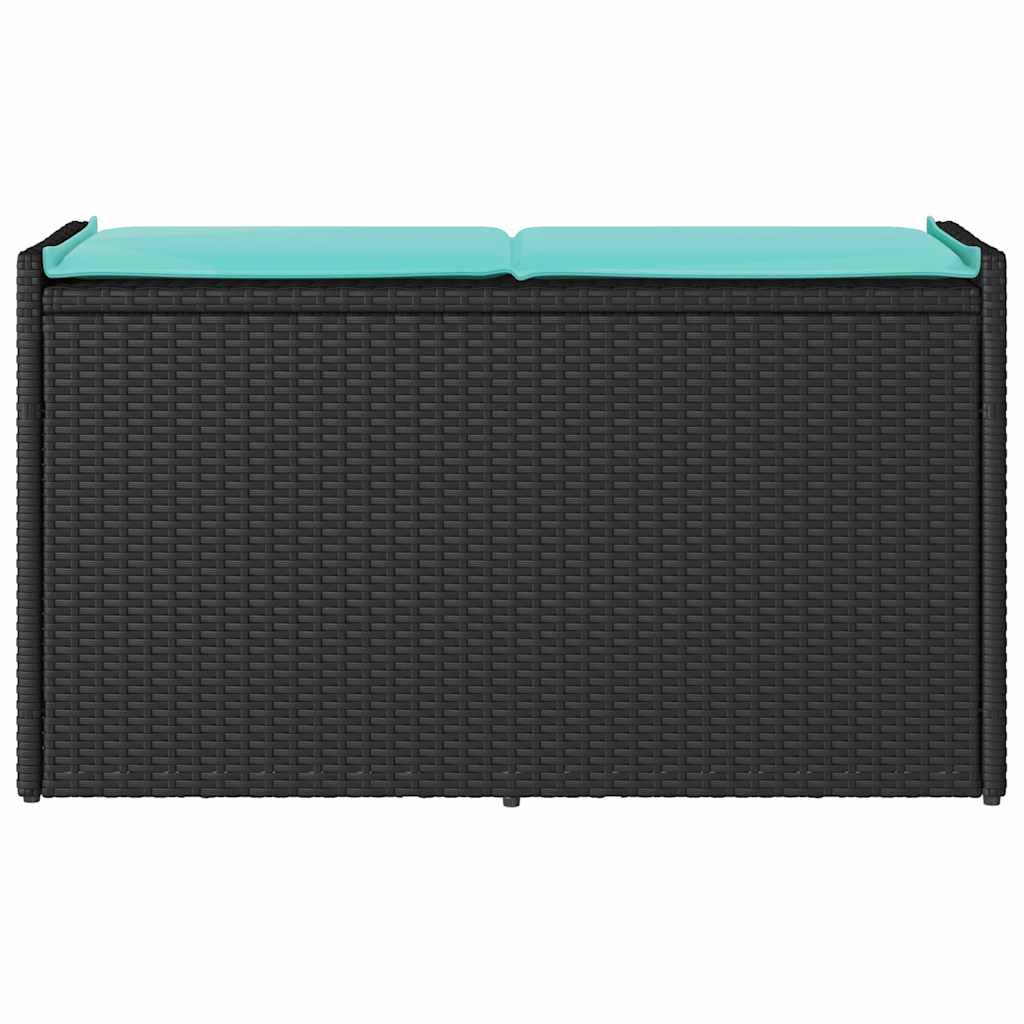 vidaXL Outdoor Storage Bench with Cushion Black 100 cm Poly Rattan