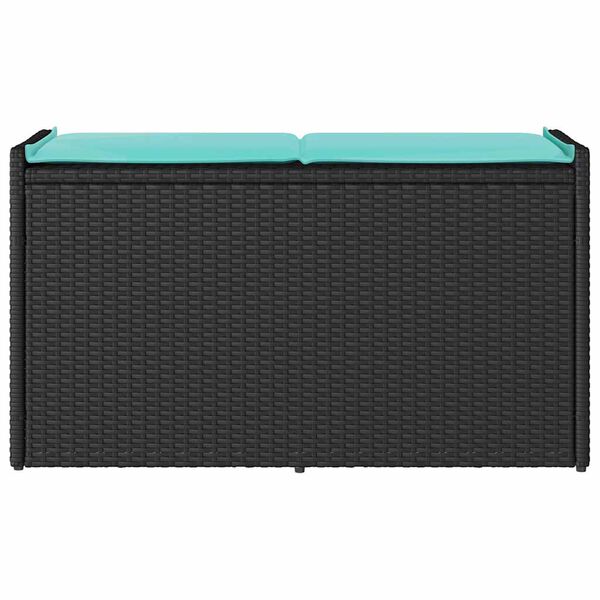 vidaXL Outdoor Storage Bench with Cushion Black 100 cm Poly Rattan