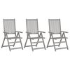 vidaXL Garden Reclining Chairs 3 pcs with Cushions Solid Acacia Wood