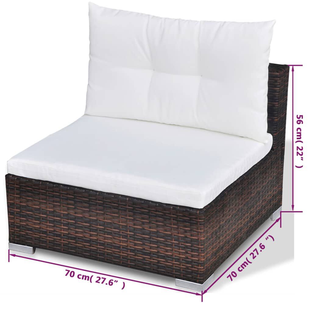 vidaXL 10 Piece Garden Lounge Set with Cushions Poly Rattan Brown