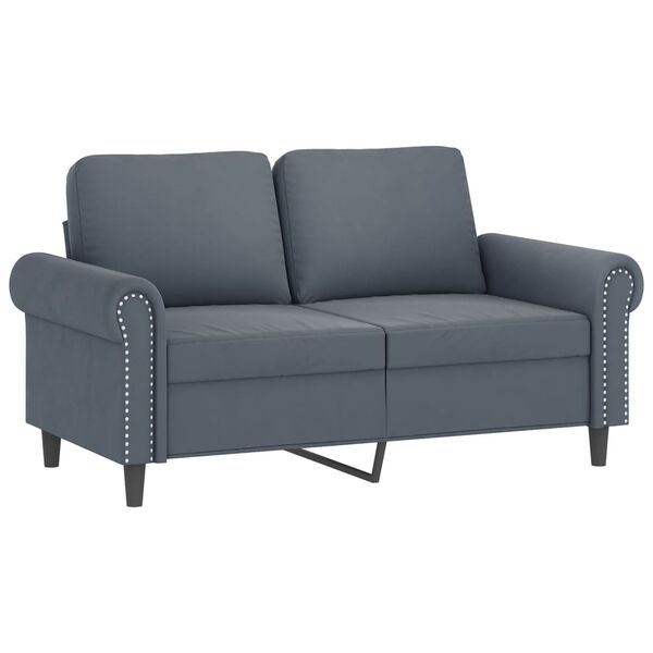 vidaXL 2-Seater Sofa with Throw Pillows Dark Grey 120 cm Velvet