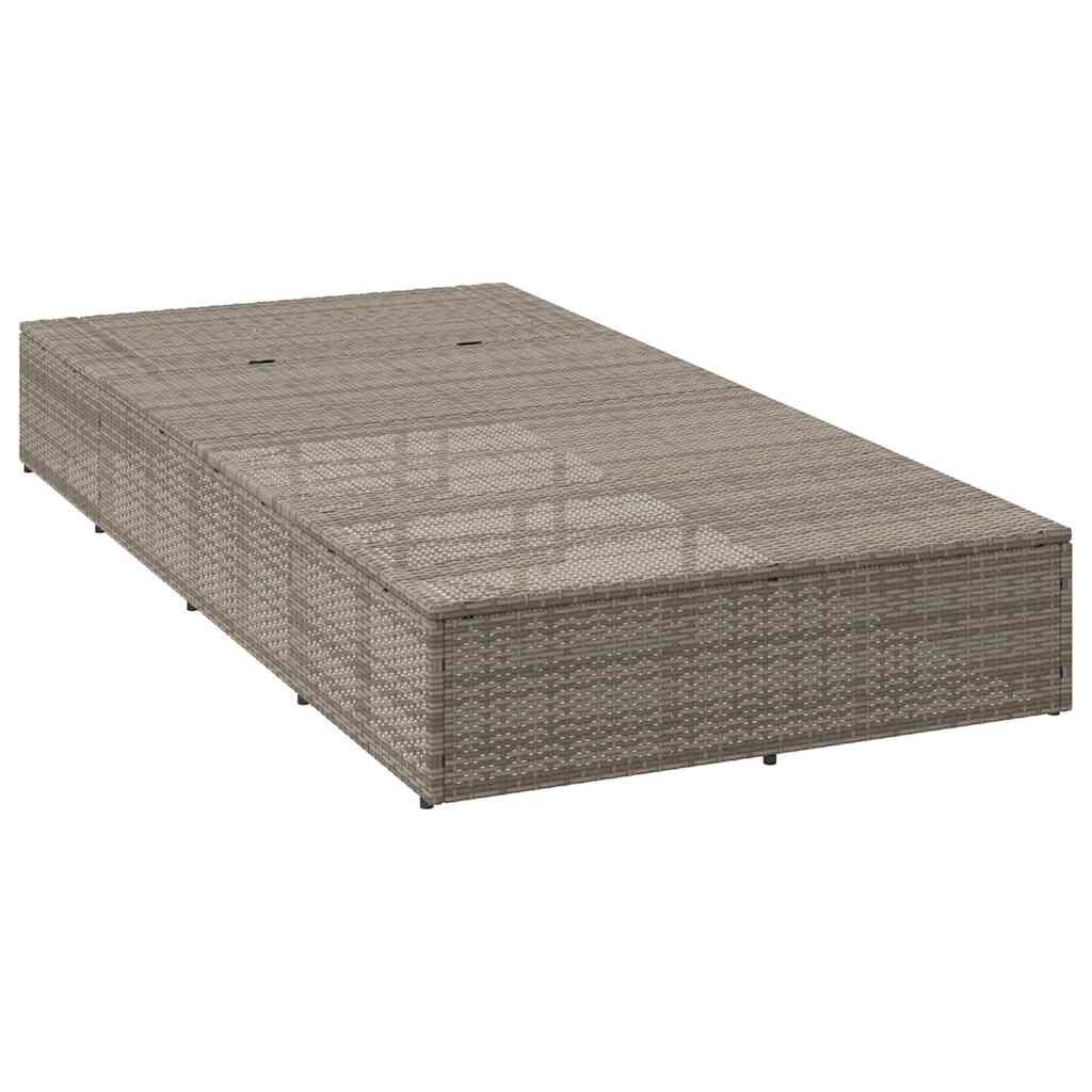 vidaXL Sunbed with Floating Cushion Grey Poly Rattan