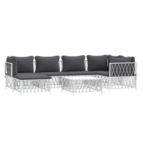 vidaXL 7 Piece Garden Lounge Set with Cushions White Steel