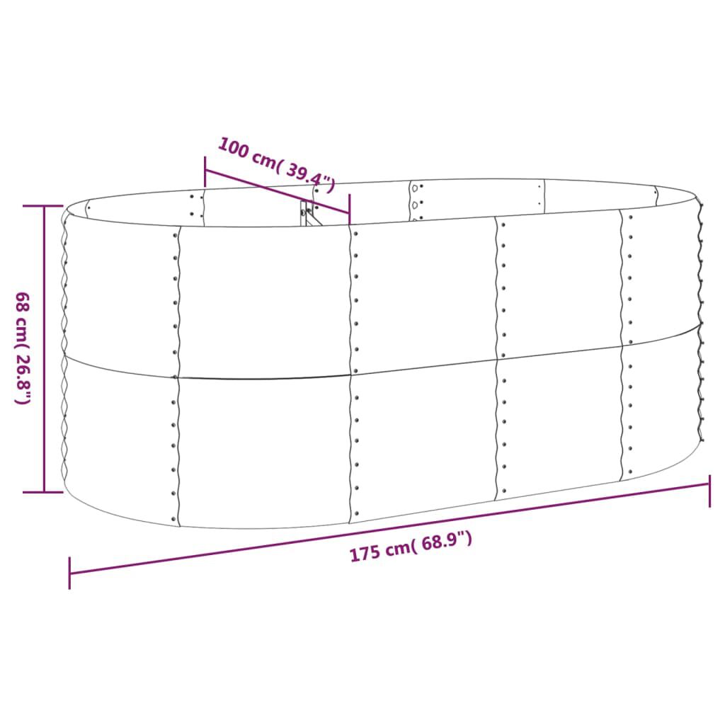vidaXL Garden Raised Bed Powder-coated Steel 175x100x68 cm Grey