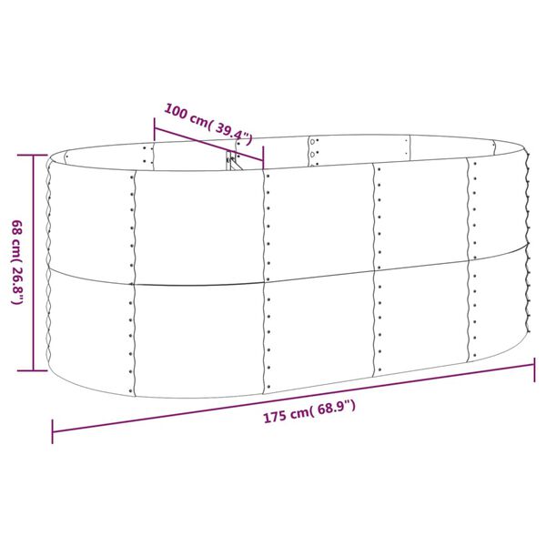 vidaXL Garden Raised Bed Powder-coated Steel 175x100x68 cm Grey