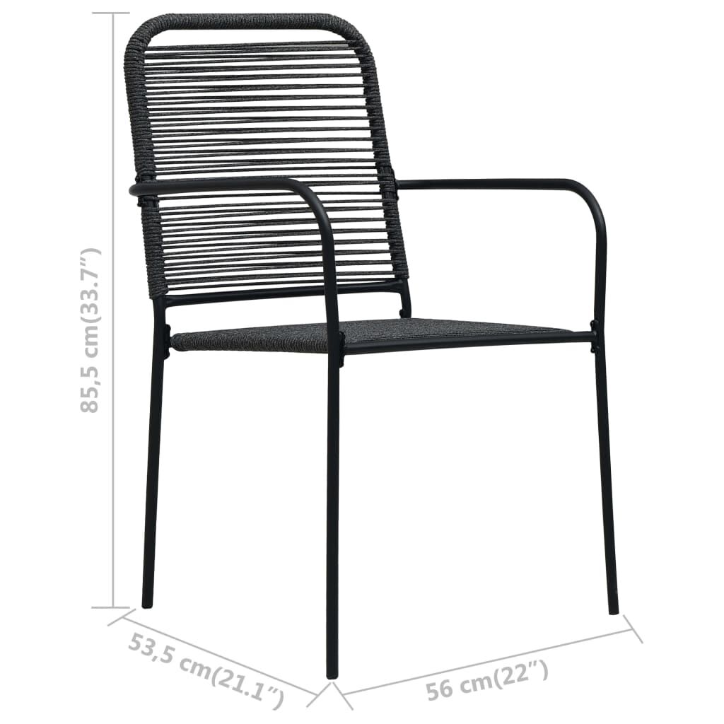 vidaXL Garden Chairs 4 pcs Cotton Rope and Steel Black