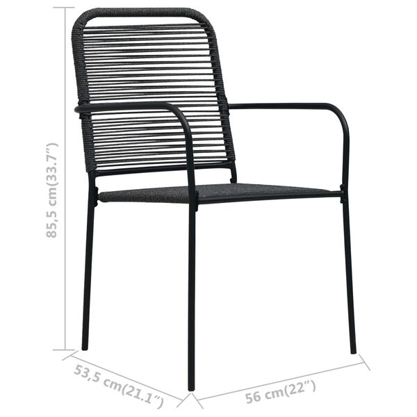 vidaXL Garden Chairs 4 pcs Cotton Rope and Steel Black