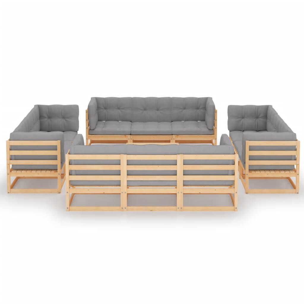 vidaXL 13 Piece Garden Lounge Set with Cushions Solid Pinewood