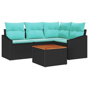 vidaXL Garden Sofa Set 5 pcs Black and turquoise