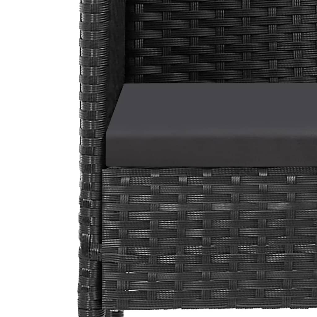 vidaXL 5 Piece Garden Dining Set with Cushions Black Poly Rattan