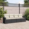 vidaXL 4 Piece Garden Sofa Set with Cushions Black Poly Rattan