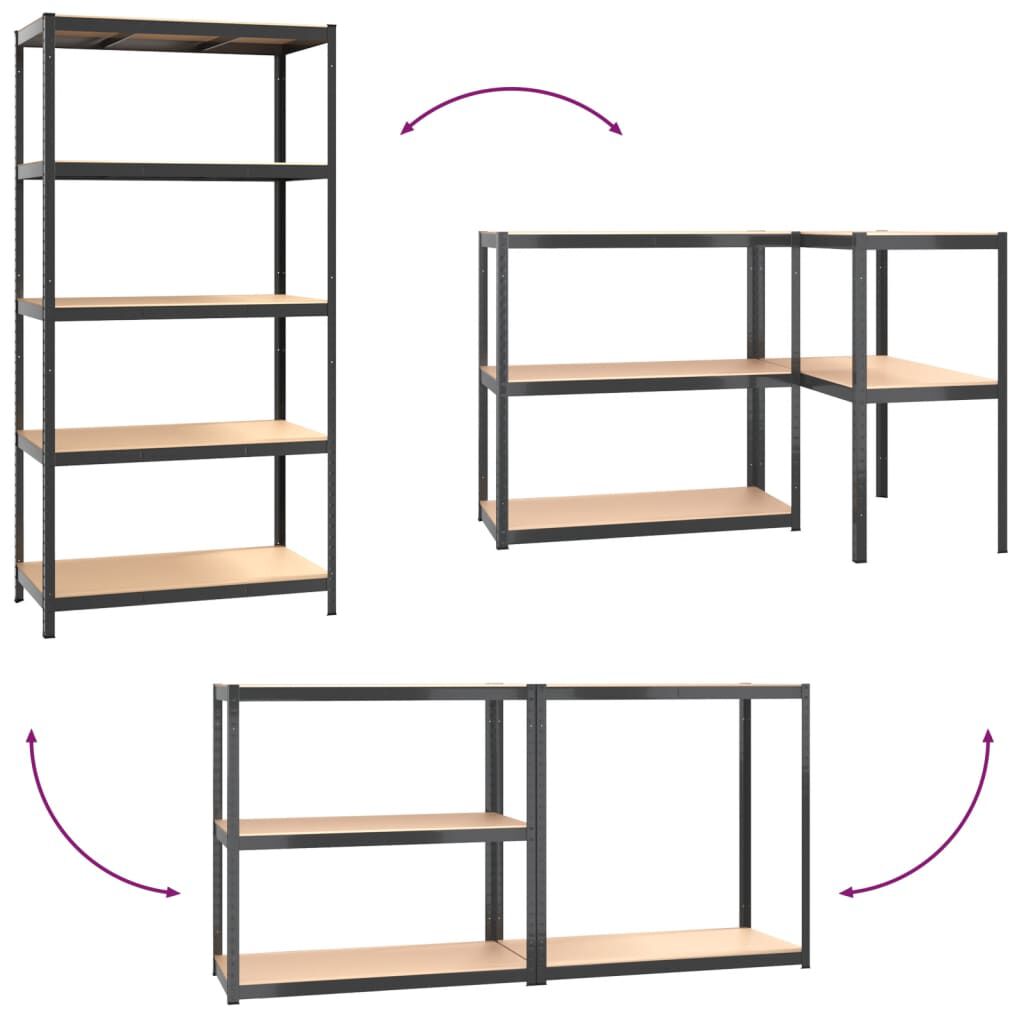 vidaXL 5-Layer Storage Shelf Anthracite Steel&Engineered Wood