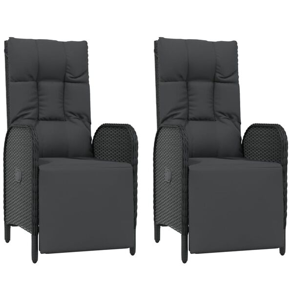 vidaXL 5 Piece Garden Dining Set with Cushions Black Poly Rattan