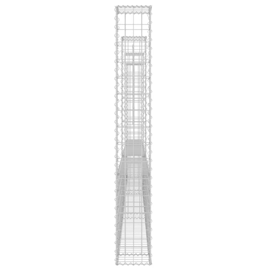 vidaXL U-shape Gabion Basket with 4 Posts Iron 380x20x150 cm
