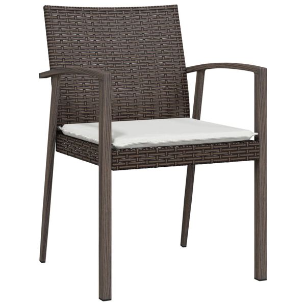 vidaXL 7 Piece Garden Dining Set with Cushions Poly Rattan and Steel