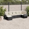 vidaXL 7 Piece Garden Sofa Set with Cushions Black Poly Rattan