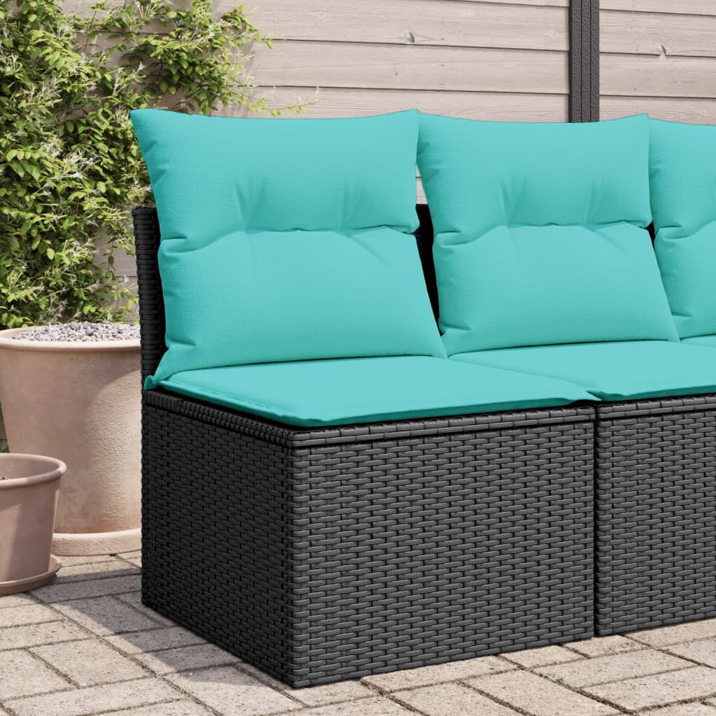 vidaXL Garden Chair Armless with Cushions Black Poly Rattan
