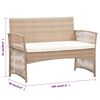 vidaXL 4 Piece Garden Lounge Set with Cushions Poly Rattan Beige