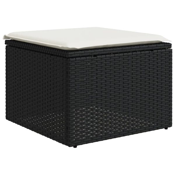 vidaXL 8 Piece Garden Sofa Set with Cushions Black Poly Rattan