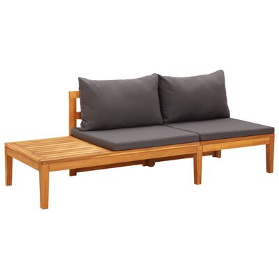 vidaXL 3 Piece Garden Lounge Set with Dark Grey Cushions Acacia Wood