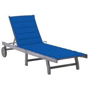 vidaXL Garden Sun Lounger with Cushion Grey Solid Acacia Wood