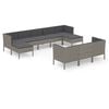 vidaXL 10 Piece Garden Lounge Set with Cushions Poly Rattan Grey