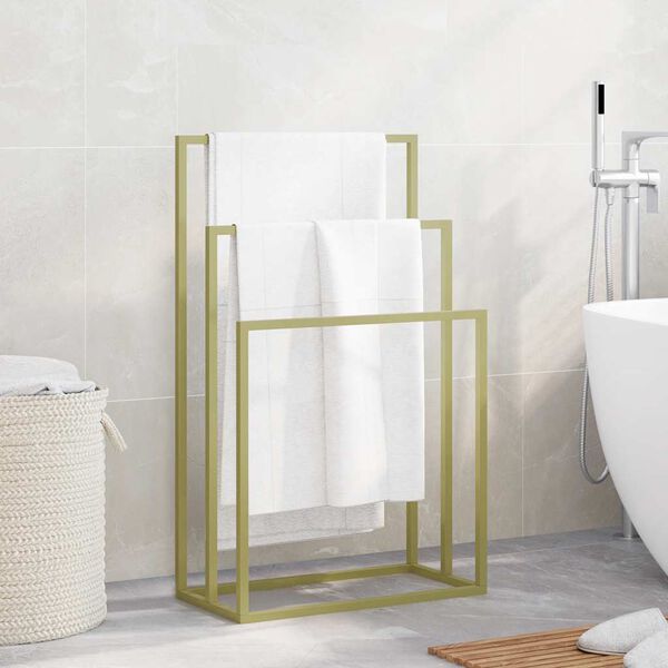 vidaXL Freestanding Towel Rack Gold 48x24x79 cm Iron