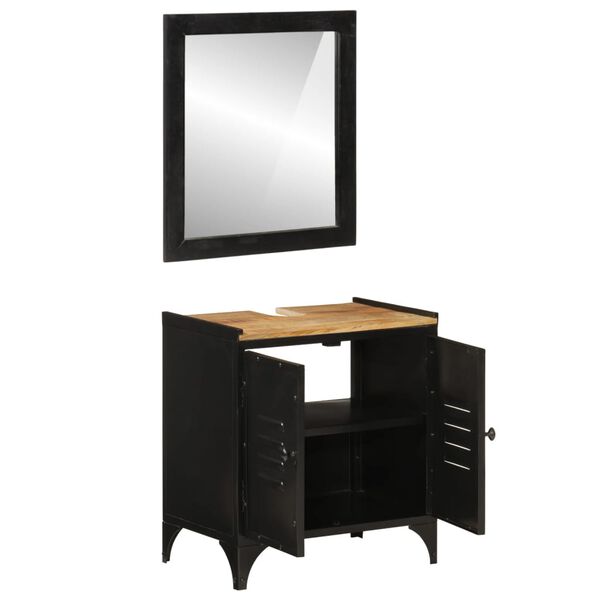 vidaXL 2 Piece Bathroom Furniture Set Iron and Solid Wood Mango