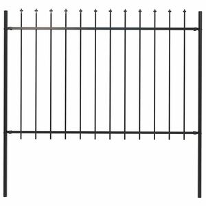 vidaXL Garden Fence with Spear Top Steel 181x120 cm Black