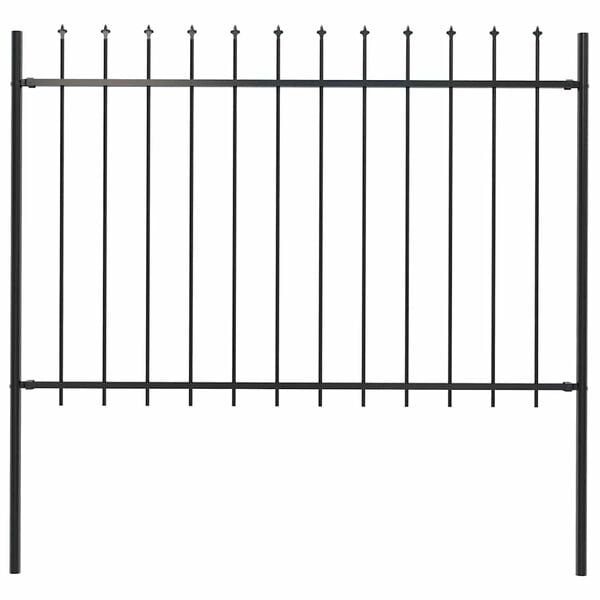 vidaXL Garden Fence with Spear Top Steel 181x120 cm Black