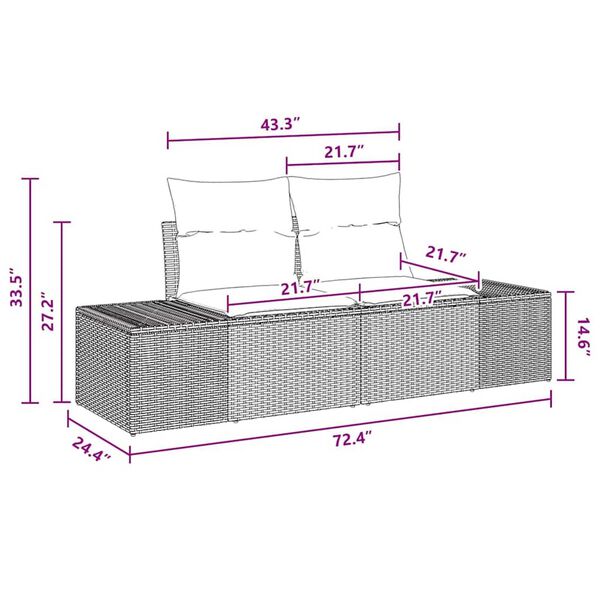 vidaXL Garden Sofa Set 5 pcs Black, Turquoise 100 x 55 x 73 cm