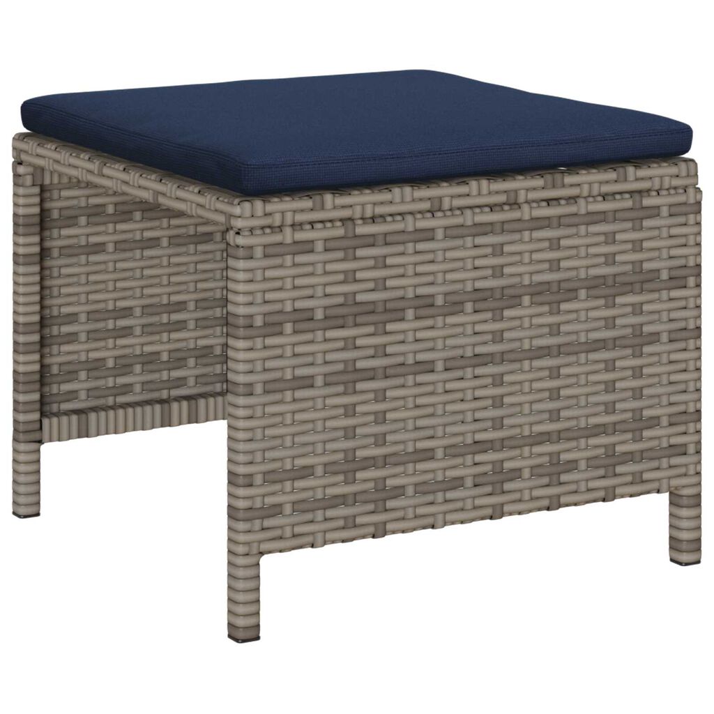 vidaXL Outdoor Sofa Set Grey and navy blue Rattan with metal frame