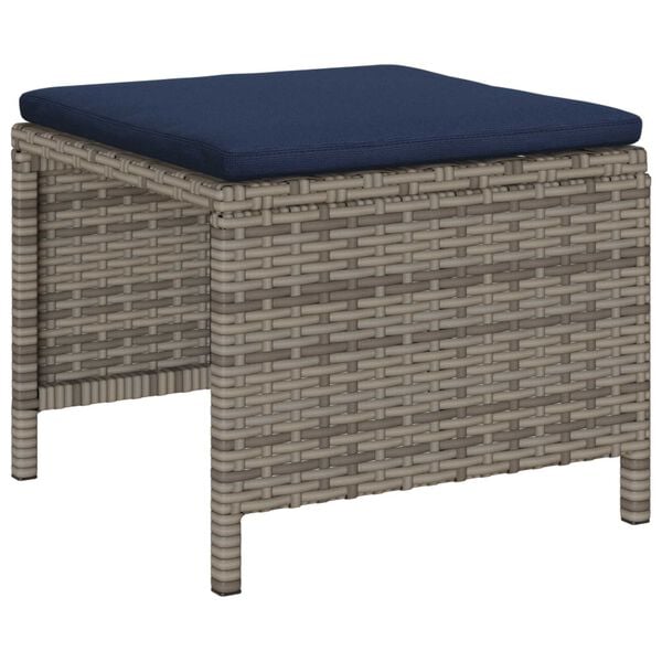 vidaXL Outdoor Sofa Set Grey and navy blue Rattan with metal frame