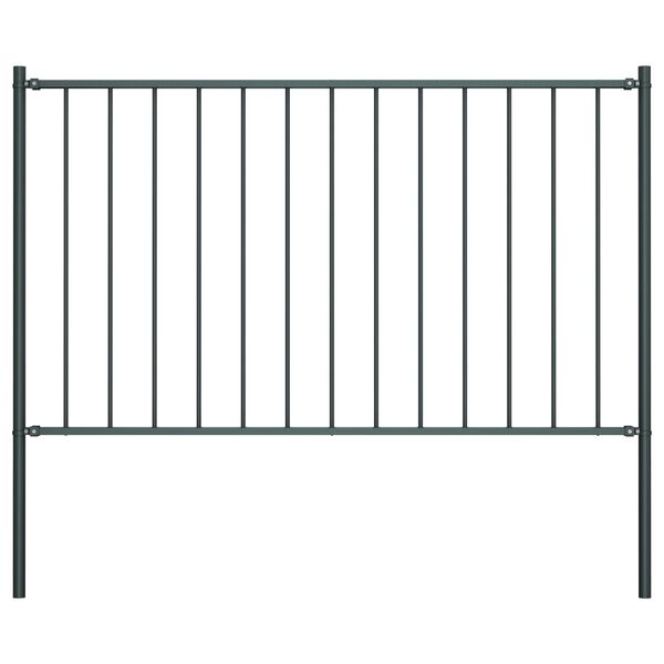 vidaXL Fence Panel with Posts Powder-coated Steel 1.7x1 m Anthracite