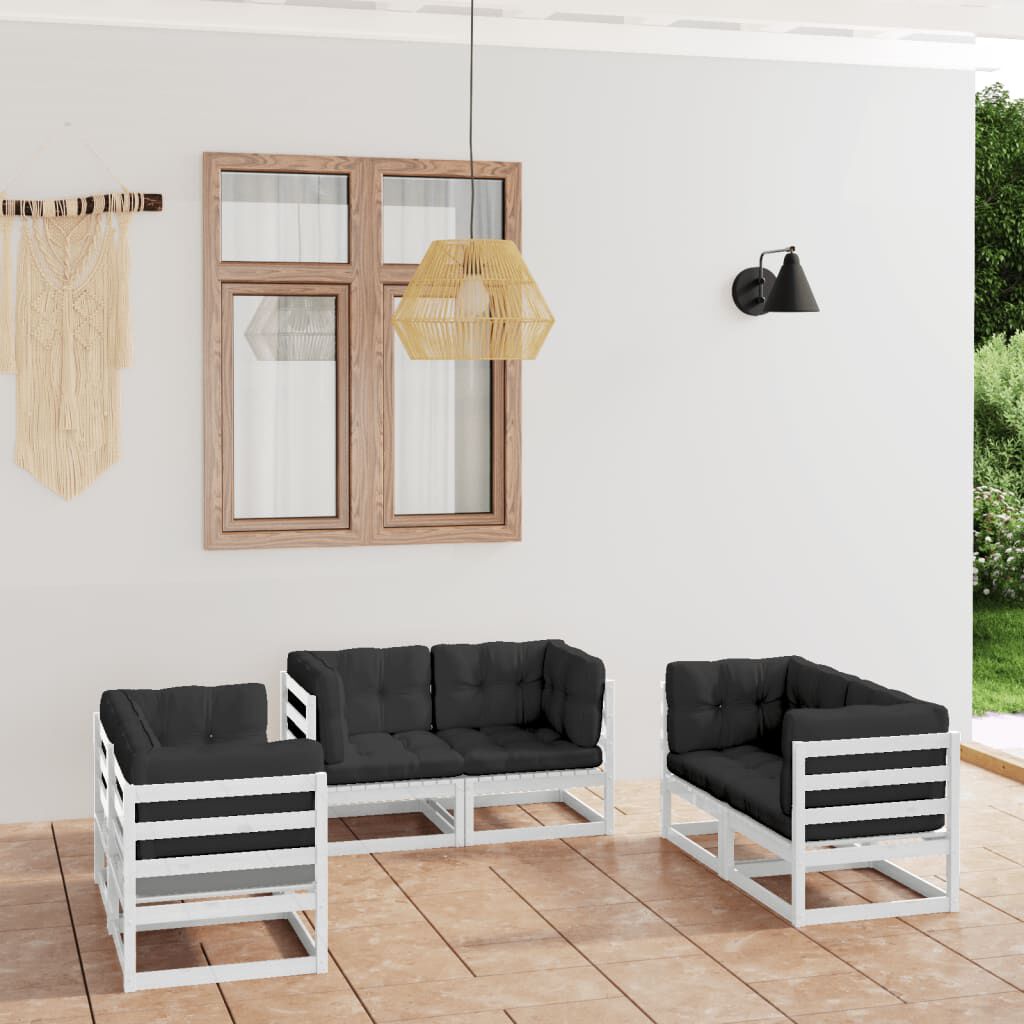 vidaXL 6 Piece Garden Lounge Set with Cushions Solid Pinewood