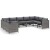 vidaXL 9 Piece Garden Lounge Set with Cushions Poly Rattan Grey
