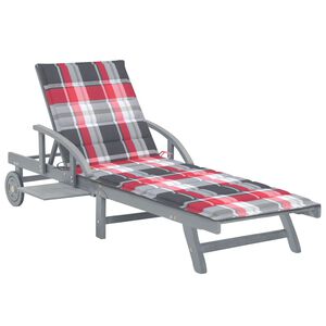 vidaXL Garden Sun Lounger with Cushion Solid Acacia Wood